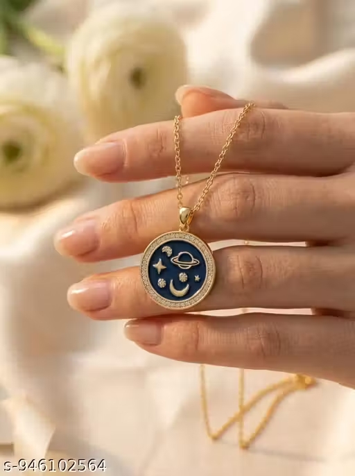 Luna Cosmic Dreams Gold-Plated Celestial Pendant Necklace for Women