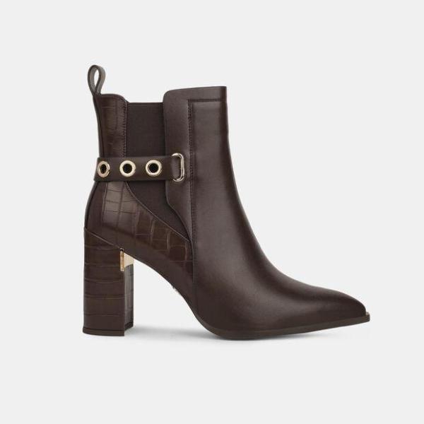 BATA-NINE WEST BROWN MID-CUT BOOTS FOR WOMEN