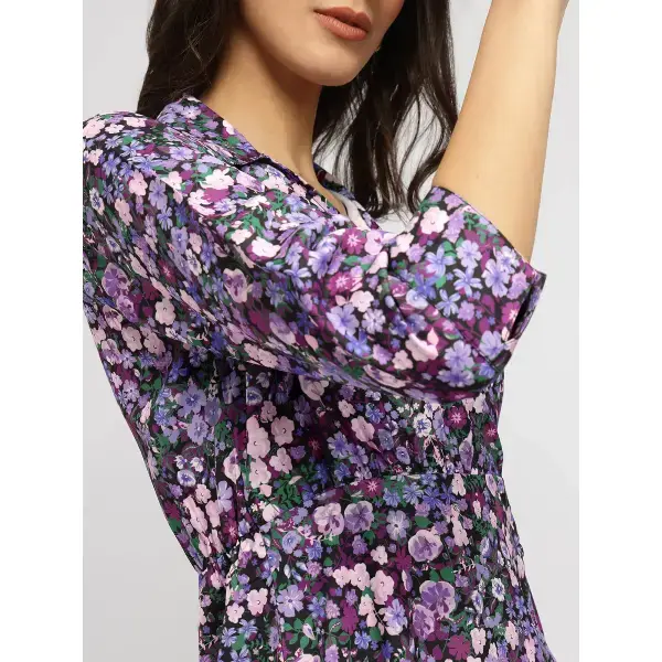 FableStreet-Floral Sheath Dress - Purple