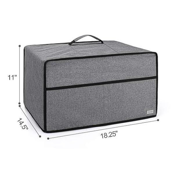 Luxja-Dust Cover for Microwave Oven (Fits for Most 0.7 Cu.Ft Microwaves), Microwave Oven Cloth Cover with Front Pocket, Gray