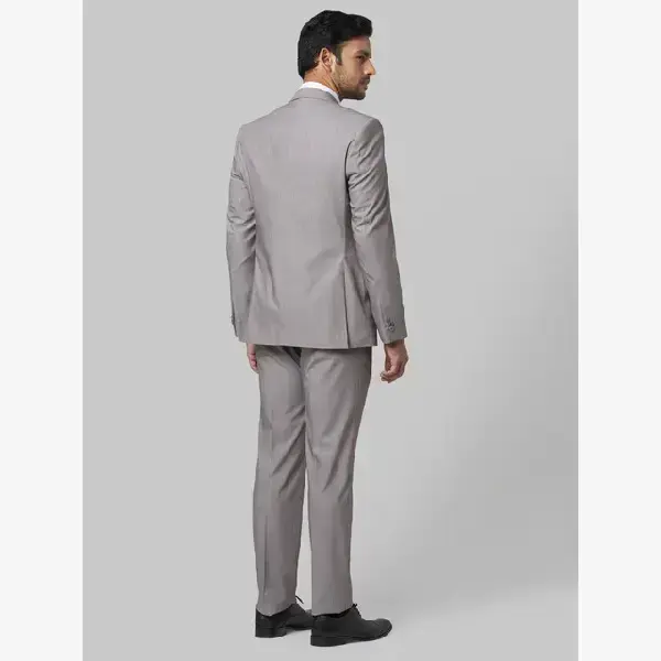 Raymond-Men Grey Checks Contemporary Fit Polyester Blend Suit