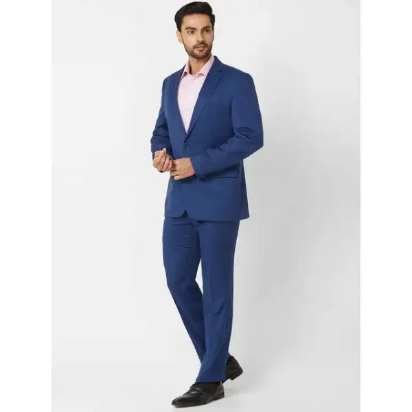 Raymond-Raymond Men Blue Structured Contemporary Fit Polyester Blend Suit