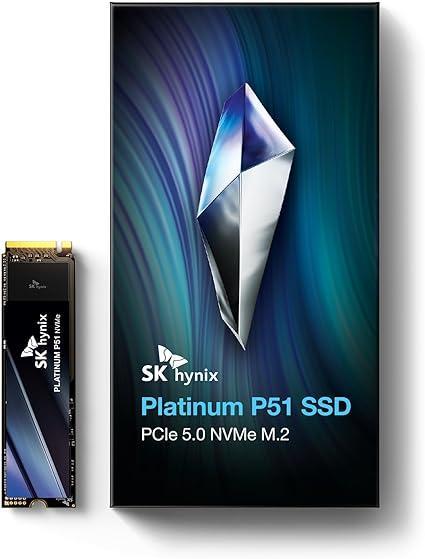 SK hynix-Platinum P51 2TB PCIe Gen5 NVMe M.2 2280 Internal SSD I Up to 14,700 MB/s Read, 13,400 MB/s Write I Powered by 238-Layer NAND Flash
