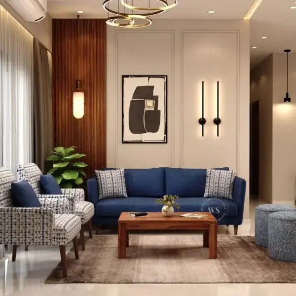 WoodenStreet-Apolo 3 Seater Living Room Sofa with 2 Lounge Chairs