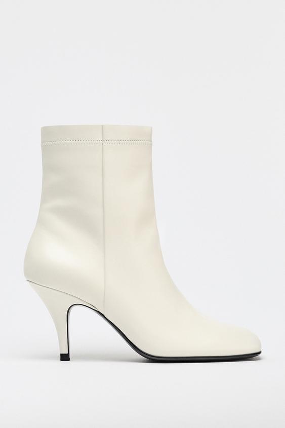 ZARA-LEATHER ANKLE BOOTS WITH TOPSTITCHING