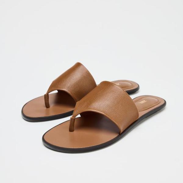 ZARA-FLAT LEATHER SANDALS